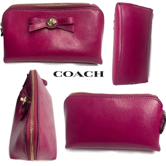 Coach Cosmetic Bag Set of 2 Gift Box NWT Raspberry - Picture 5 of 7
